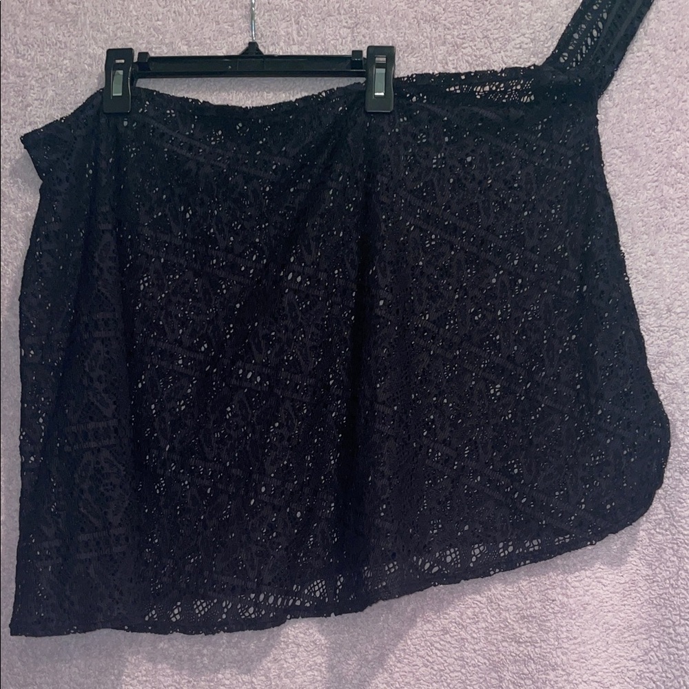 Time and Tru Black Lace Swim Sarong